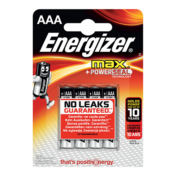 Energizer Max İnce Kalem Pil AAA 4'lü Energizer Max İnce Kalem Pil AAA 4'lü