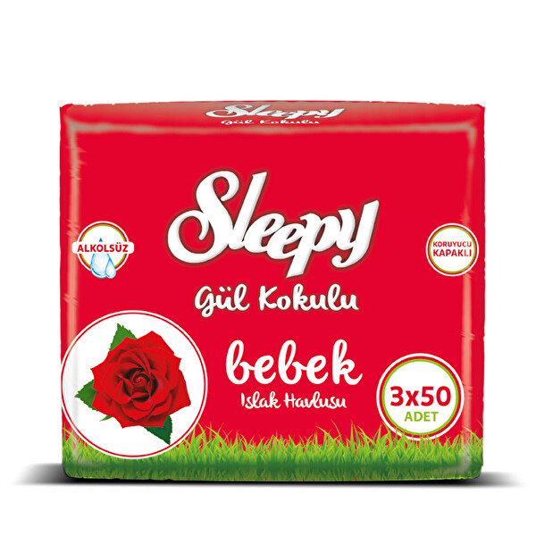 Sleepy Gül Kokulu Bebek Islak Havlusu 3x50 Adet