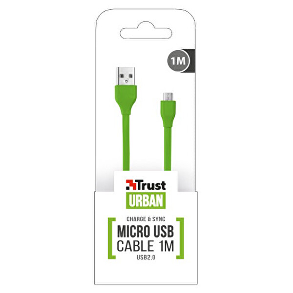 Trust Düz Micro-USB Kablosu 1M - Yeşil Trust Düz Micro-USB Kablosu 1M - Yeşil