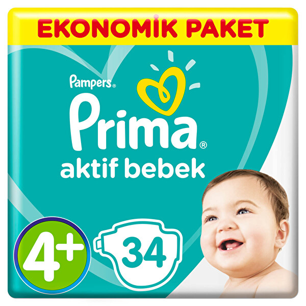 Prima Bebek Bezi Aktif Bebek 4+ Beden Maxi Plus Ekonomik Paket 34 Adet Prima Bebek Bezi Aktif Bebek 4+ Beden Maxi Plus Ekonomik Paket 34 Adet