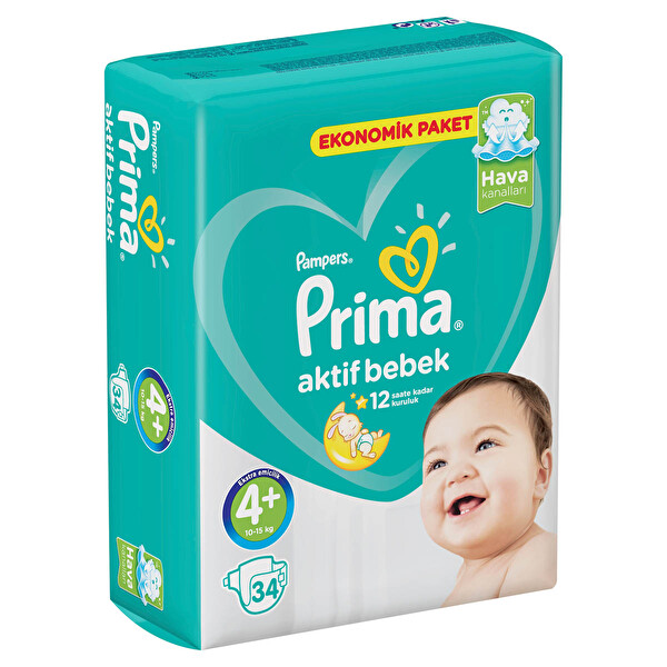 Prima Bebek Bezi Aktif Bebek 4+ Beden Maxi Plus Ekonomik Paket 34 Adet Prima Bebek Bezi Aktif Bebek 4+ Beden Maxi Plus Ekonomik Paket 34 Adet