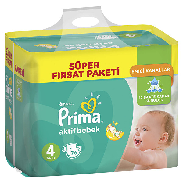 Prima Bebek Bezi Aktif Bebek 4 Beden Maxi Super Firsat Paketi 76 Adet 30140494 Carrefoursa