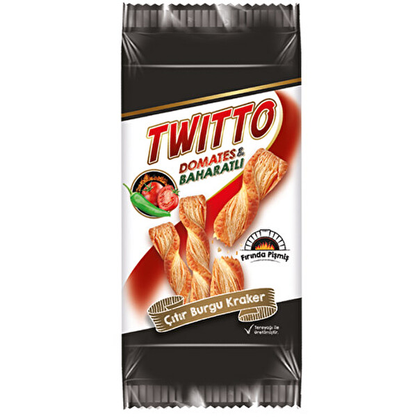 Twitto Domates & Baharatlı Burgu Kraker 60 g Twitto Domates & Baharatlı Burgu Kraker 60 g
