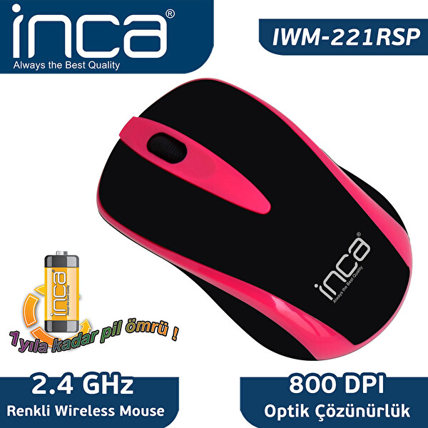 Inca IWM-221RSP Pembe Kablosuz Mouse Inca IWM-221RSP Pembe Kablosuz Mouse