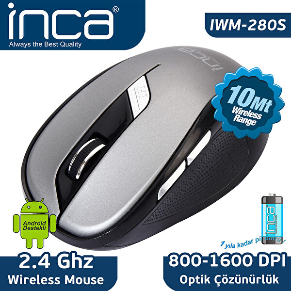 Inca IWM-280S Gri&Siyah Kablosuz Mouse Inca IWM-280S Gri&Siyah Kablosuz Mouse