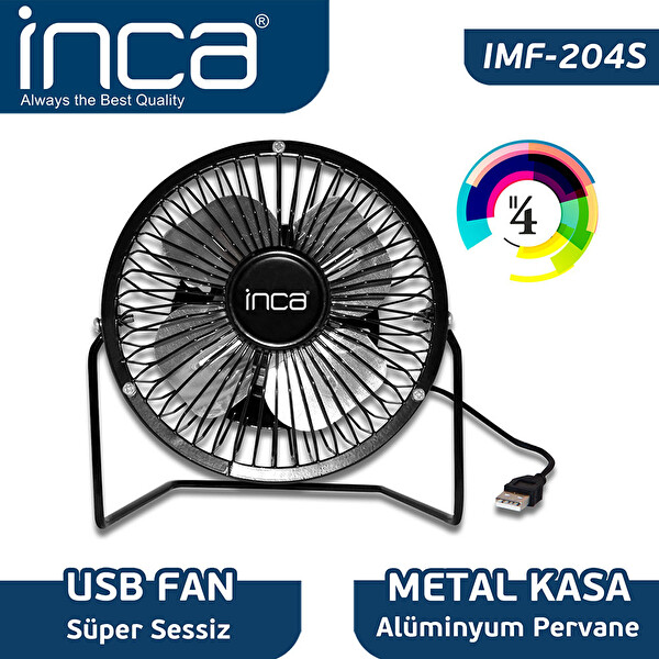 Inca IMF-204S 4'' Siyah Masaüstü Usb Fan Inca IMF-204S 4'' Siyah Masaüstü Usb Fan