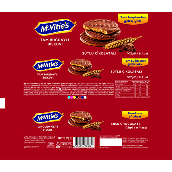 Mcvitie'S Tam Buğdaylı Sütlü Çikolatalı Bisküvi 205 g Mcvitie'S Tam Buğdaylı Sütlü Çikolatalı Bisküvi 205 g