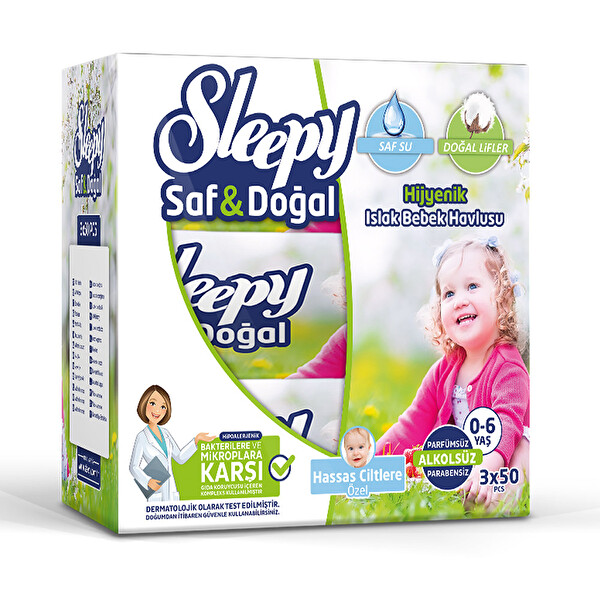 Sleepy Saf&Doğal 3lü Islak Bebek Havlusu Sleepy Saf&Doğal 3lü Islak Bebek Havlusu