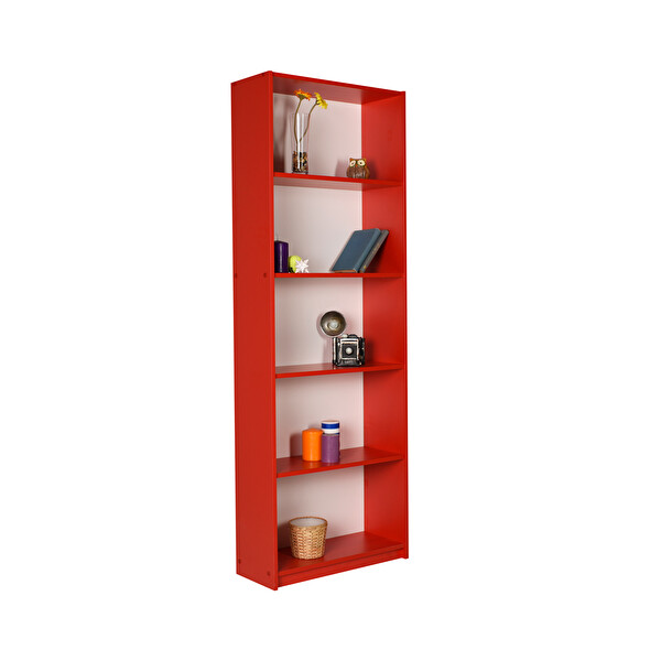 Modern 5 Raflı Kitaplık Kırmızı Modern 5 Raflı Kitaplık Kırmızı