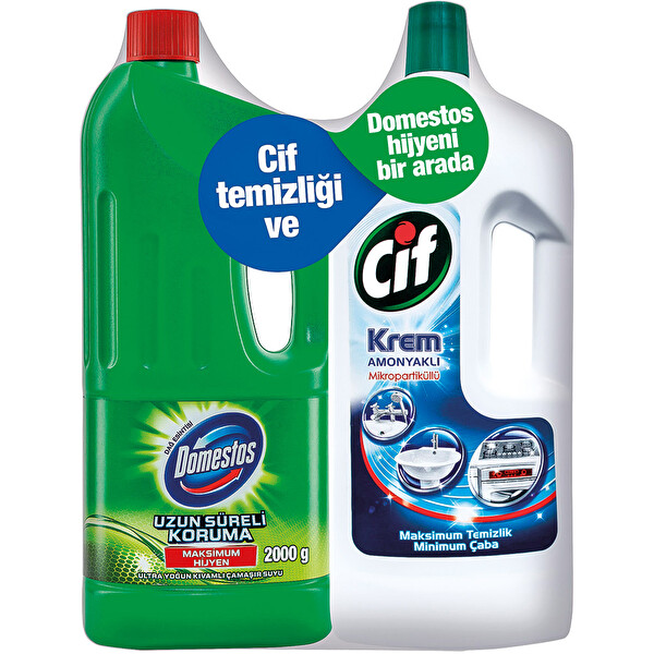 Domestos Dağ Esintisi 2000 g ve Cif Krem Amonyaklı Domestos Dağ Esintisi 2000 g ve Cif Krem Amonyaklı