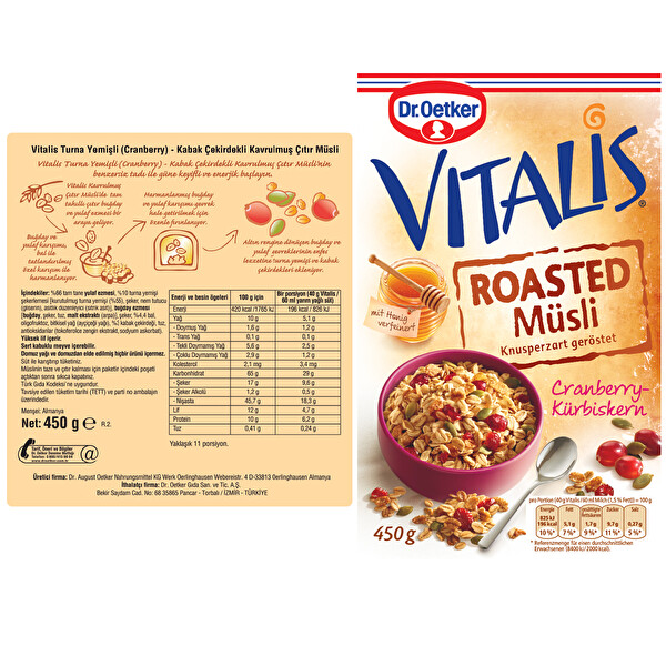 Dr.Oetker Vitalis Müsli Kabak Çekirdeği Çilekli 450 g Dr.Oetker Vitalis Müsli Kabak Çekirdeği Çilekli 450 g