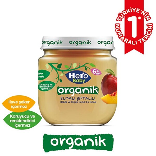 Hero Baby Organik Elmalı Şeftali Ek Gıda 120 g Hero Baby Organik Elmalı Şeftali Ek Gıda 120 g
