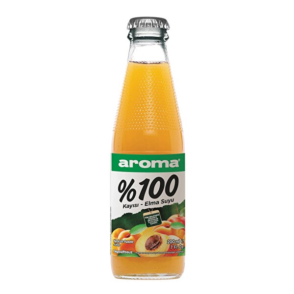 Aroma %100 Kayısı ve Elma Suyu 200 ml Cam Şişe Aroma %100 Kayısı ve Elma Suyu 200 ml Cam Şişe