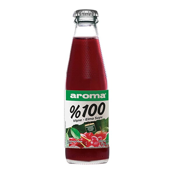 Aroma %100 Vişne ve Elma Suyu 200 ml Cam Şişe