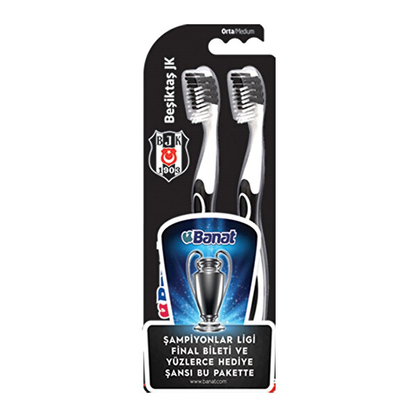 Banat Taraftar Beşiktaş Yetişkinler İçin Orta Boy Diş Fırçası 1+1 Banat Taraftar Beşiktaş Yetişkinler İçin Orta Boy Diş Fırçası 1+1