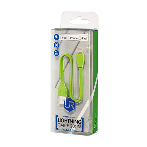Düz Lightning Kablo 20 cm (Apple Ipad/Ipod/Iphone) - Yeşil
