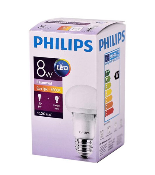 Philips Essential 8 Watt Sarı Işık 610 Lumen Led Ampul Philips Essential 8 Watt Sarı Işık 610 Lumen Led Ampul