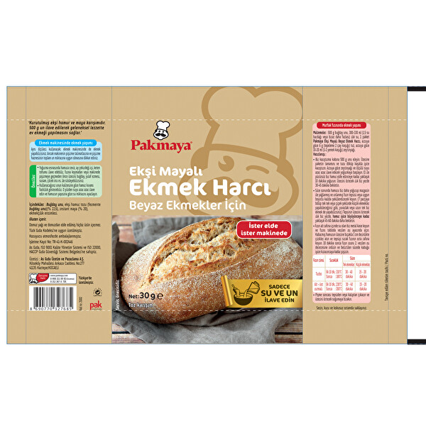 Pakmaya Beyaz Ekmek Harcı 30 g Pakmaya Beyaz Ekmek Harcı 30 g