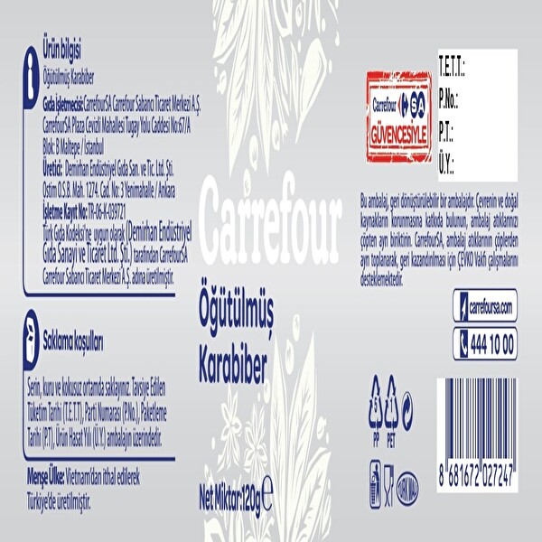 Carrefour Karabiber Toz Pet 120 g Carrefour Karabiber Toz Pet 120 g