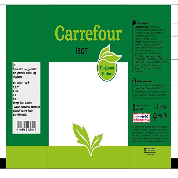 Carrefour İsot 70 g Carrefour İsot 70 g