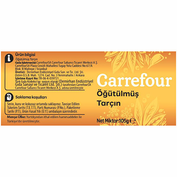 Carrefour Öğütülmüş Tarçın Pet 105 g Carrefour Öğütülmüş Tarçın Pet 105 g