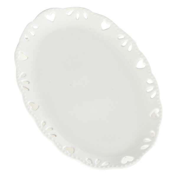 Bone China Kalp Desen Oval Tabak 20x31 cm Bone China Kalp Desen Oval Tabak 20x31 cm