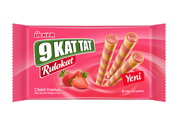 Ülker 9 Kat Tat Rulokat Çilekli Gofret 42 g Ülker 9 Kat Tat Rulokat Çilekli Gofret 42 g