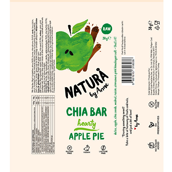 Natura By Anne Chia Bar Apple 38 g Natura By Anne Chia Bar Apple 38 g
