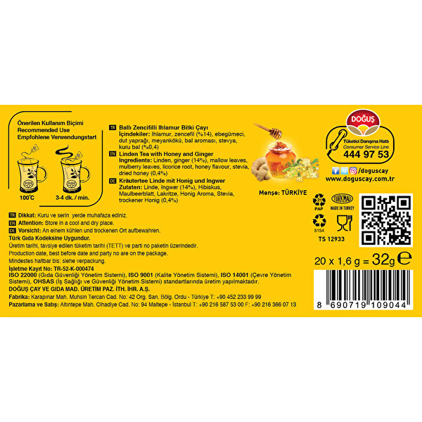 Doğuş Ballı Zencefil Ihlamur 20X2 Gr Doğuş Ballı Zencefil Ihlamur 20X2 Gr