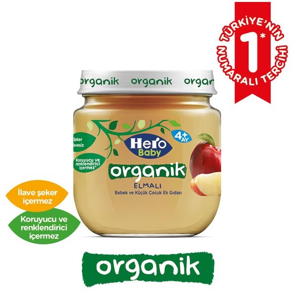 Hero Baby Organik Elma Püresi 120 g Hero Baby Organik Elma Püresi 120 g