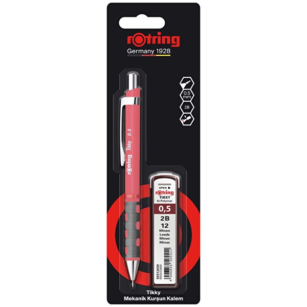 Rotring Tikky Versatil 0.5 Uçlu Kalem + 2B Uç Hediye Pastel Renkli Kalem