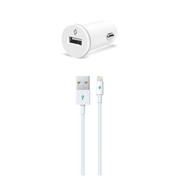 Ttec Compact Araç Şarj Aleti Lightning Kablolu 1000 Ma Beyaz Beyaz