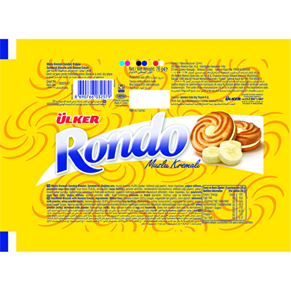 Ülker Rondo Kremalı Bisküvi Muzlu 76 g Ülker Rondo Kremalı Bisküvi Muzlu 76 g