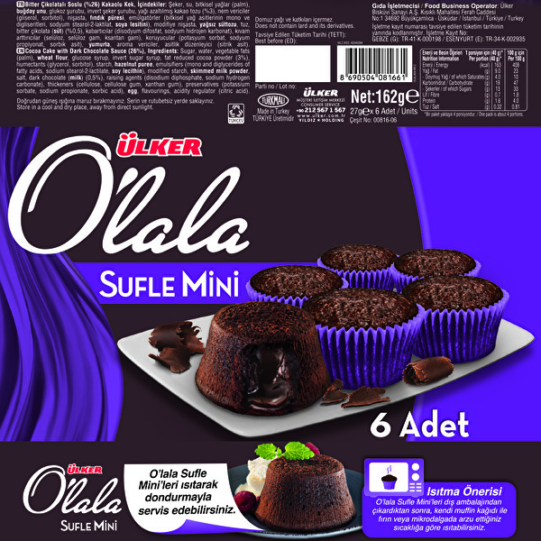 Ülker Olala Sufle Mini Kek 162 g Ülker Olala Sufle Mini Kek 162 g