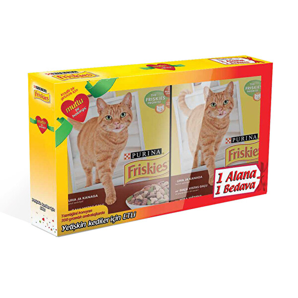 Friskies Etli,Tavuklu ve Sebzeli Yetişkin Kedi Maması 300 g 1+1 Promo Paket Friskies Etli,Tavuklu ve Sebzeli Yetişkin Kedi Maması 300 g 1+1 Promo Paket