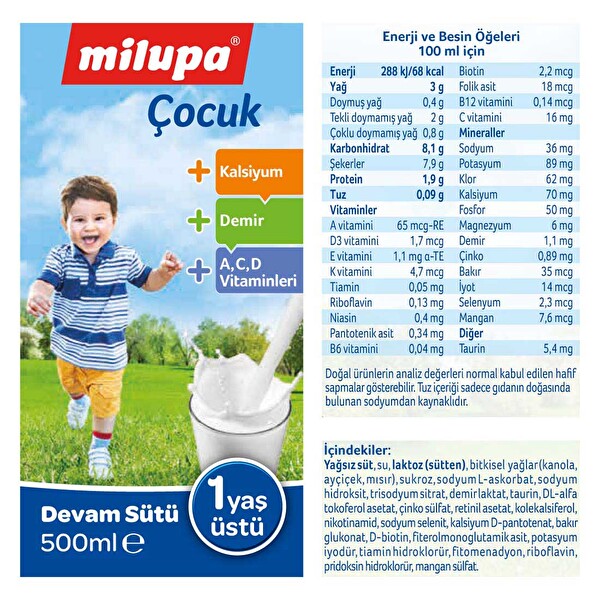 Milupa Çocuk Devam Sütü İçime Hazır 500 ml 1 Yaş +