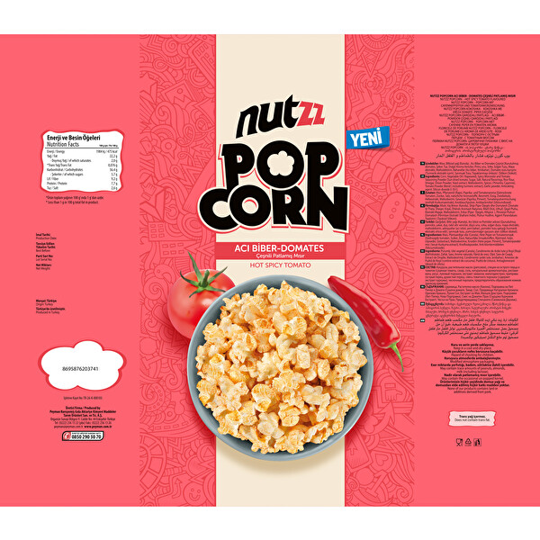 Peyman Nutzz Popcorn Acı Biber & Domates 85 g Peyman Nutzz Popcorn Acı Biber & Domates 85 g