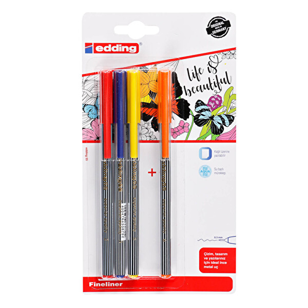 Edding Fine Pen 4'lü Blister Karışık Set1