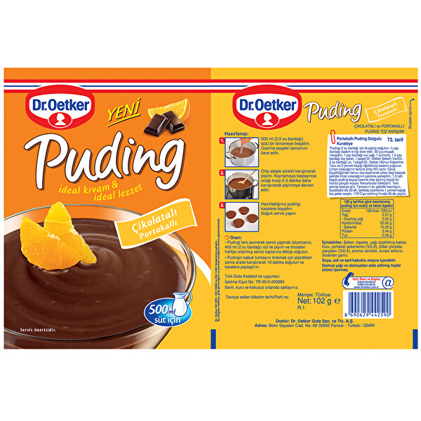 Dr.Oetker Puding Çikolatalı Portakallı 102 g Dr.Oetker Puding Çikolatalı Portakallı 102 g