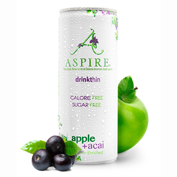 Aspire Elma ve Acai Aromalı Hafif Gazlı İçecek Kutu 250 ml Aspire Elma ve Acai Aromalı Hafif Gazlı İçecek Kutu 250 ml