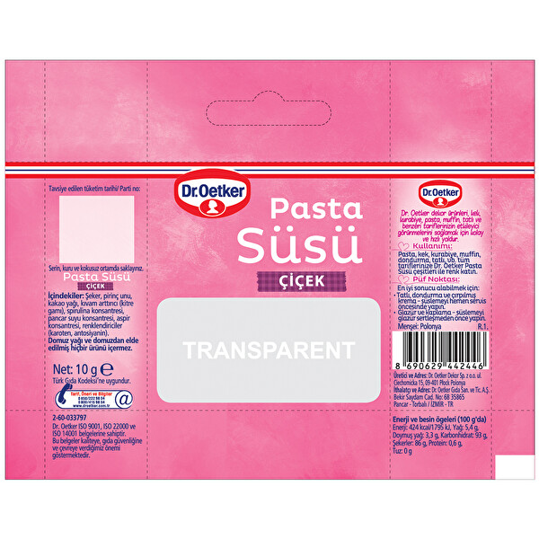 Dr.Oetker Dekor Pasta Süsü Çiçekler 10 g Dr.Oetker Dekor Pasta Süsü Çiçekler 10 g