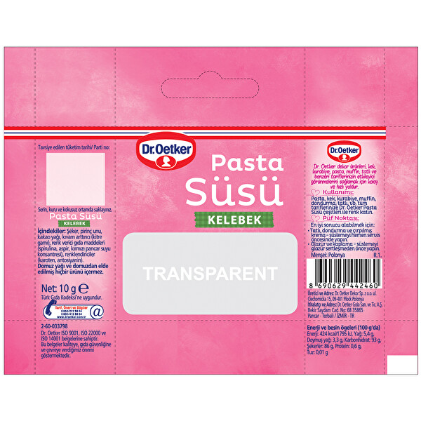 Dr.Oetker Dekor Pasta Sözü Kelebekler 10 g 30191353 CarrefourSA