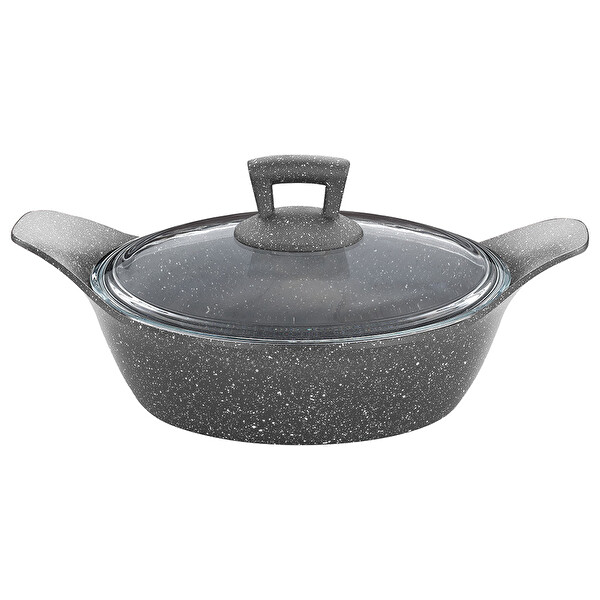 Safir 26 Cm Karnıyarık Cam Kapaklı Gri Safir 26 Cm Karnıyarık Cam Kapaklı Gri