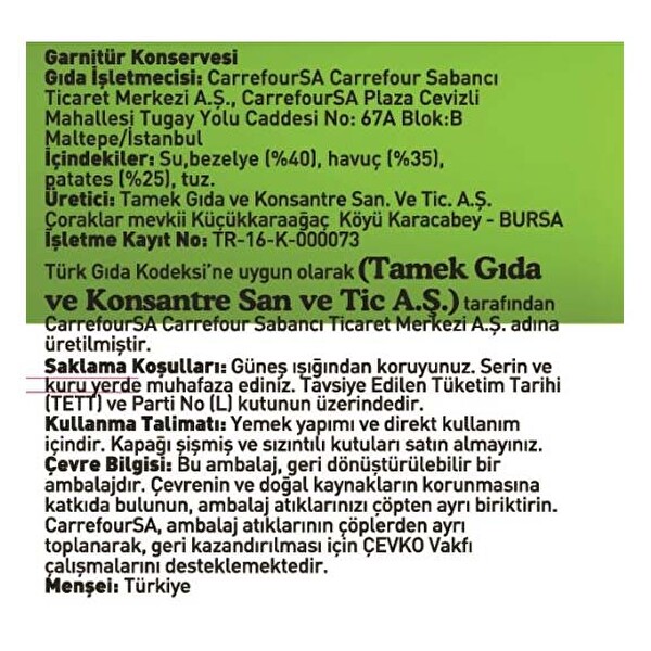 Carrefour Garnitür 560 g Carrefour Garnitür 560 g