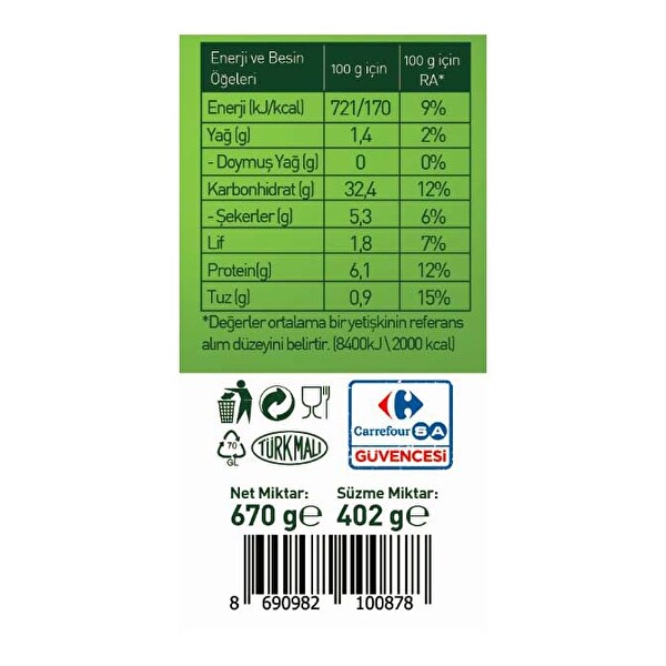 Carrefour Bezelye Cam 670 G Carrefour Bezelye Cam 670 G