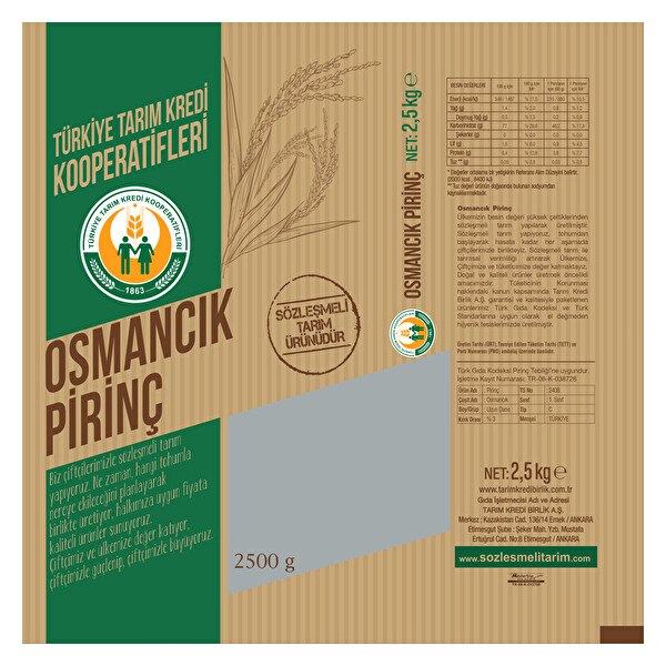 Tarım Kredi Osmancık Pirinç 2,5 kg Tarım Kredi Osmancık Pirinç 2,5 kg