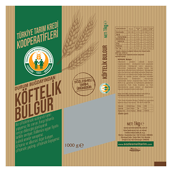 Tarım Kredi Köftelik Bulgur 1 kg Tarım Kredi Köftelik Bulgur 1 kg