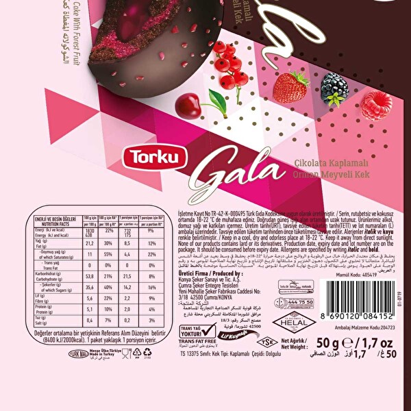 Torku Gala Orman Meyveli Kek 50 g Torku Gala Orman Meyveli Kek 50 g