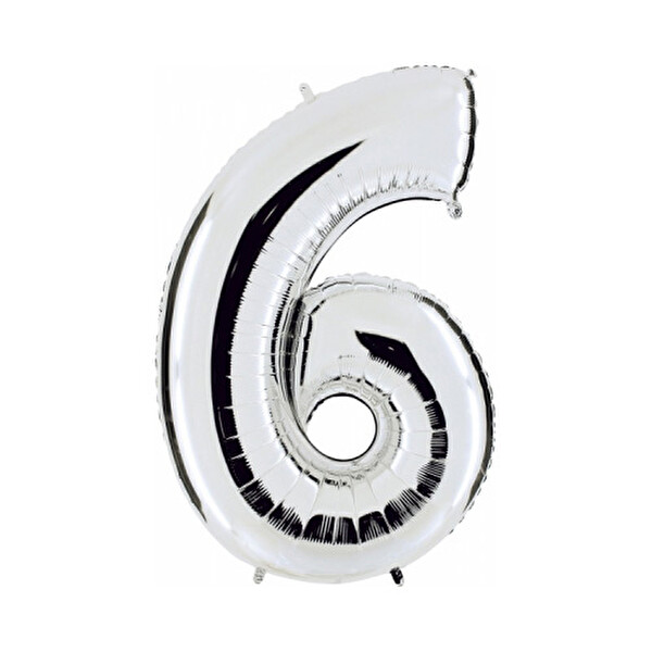 Folyo Balon Gümüş Rakam 6 96 cm Folyo Balon Gümüş Rakam 6 96 cm