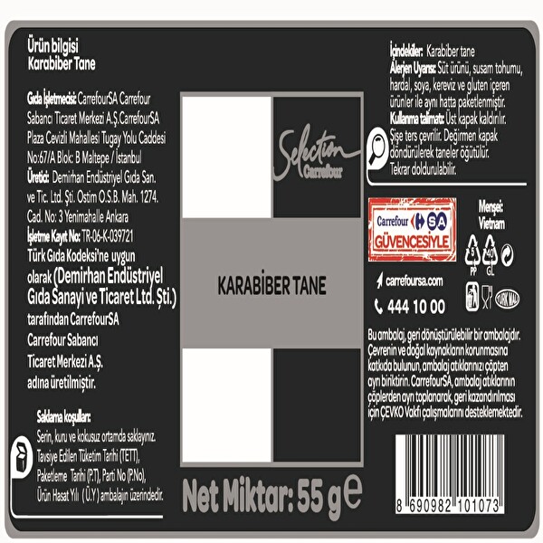 Carrefour Selection Karabiber Tane 55 g Carrefour Selection Karabiber Tane 55 g